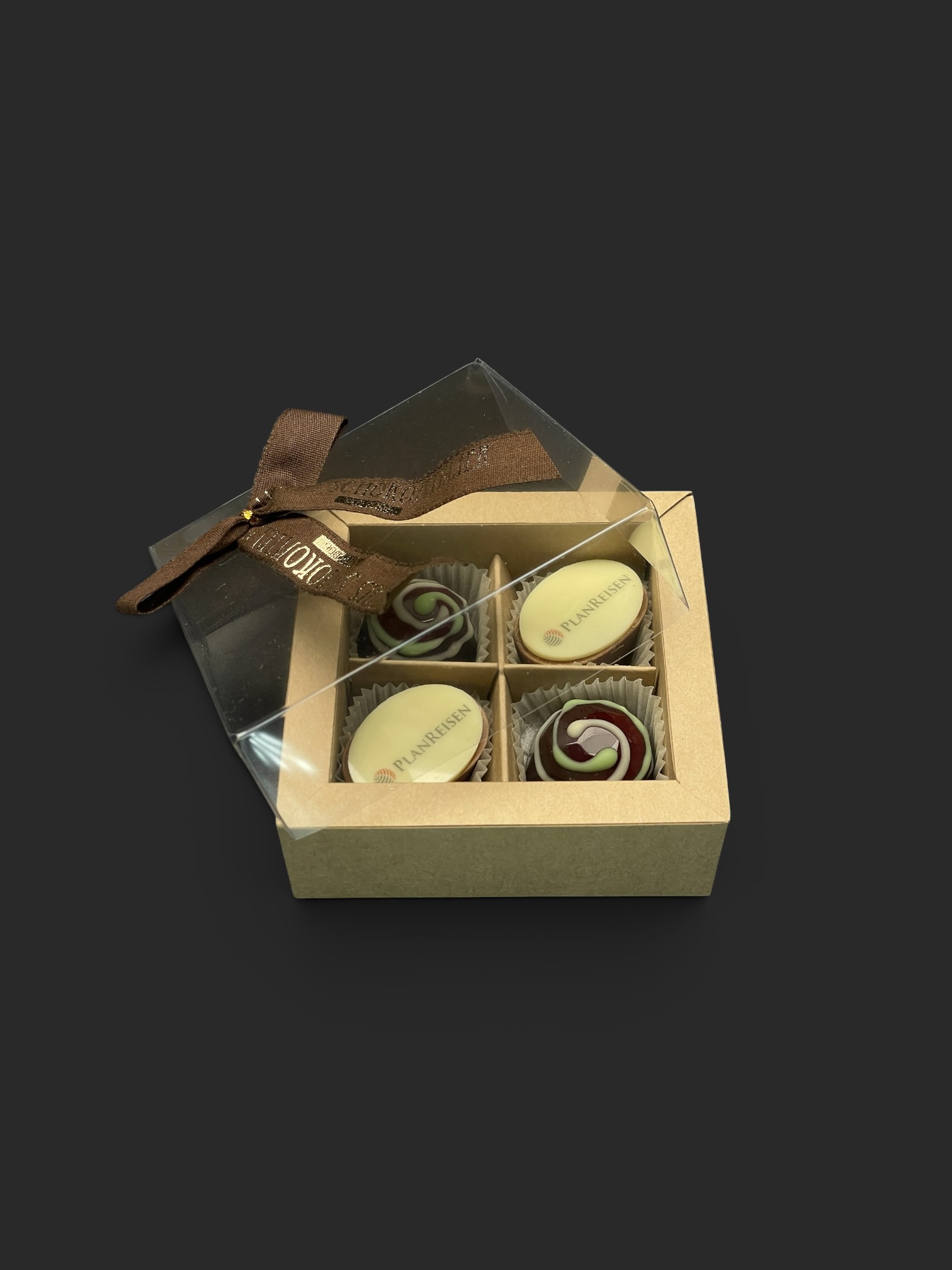 Geschenkschachtel mit 4 (Logo-) Pralinen (mind. 10 Schachteln) – Bild 6