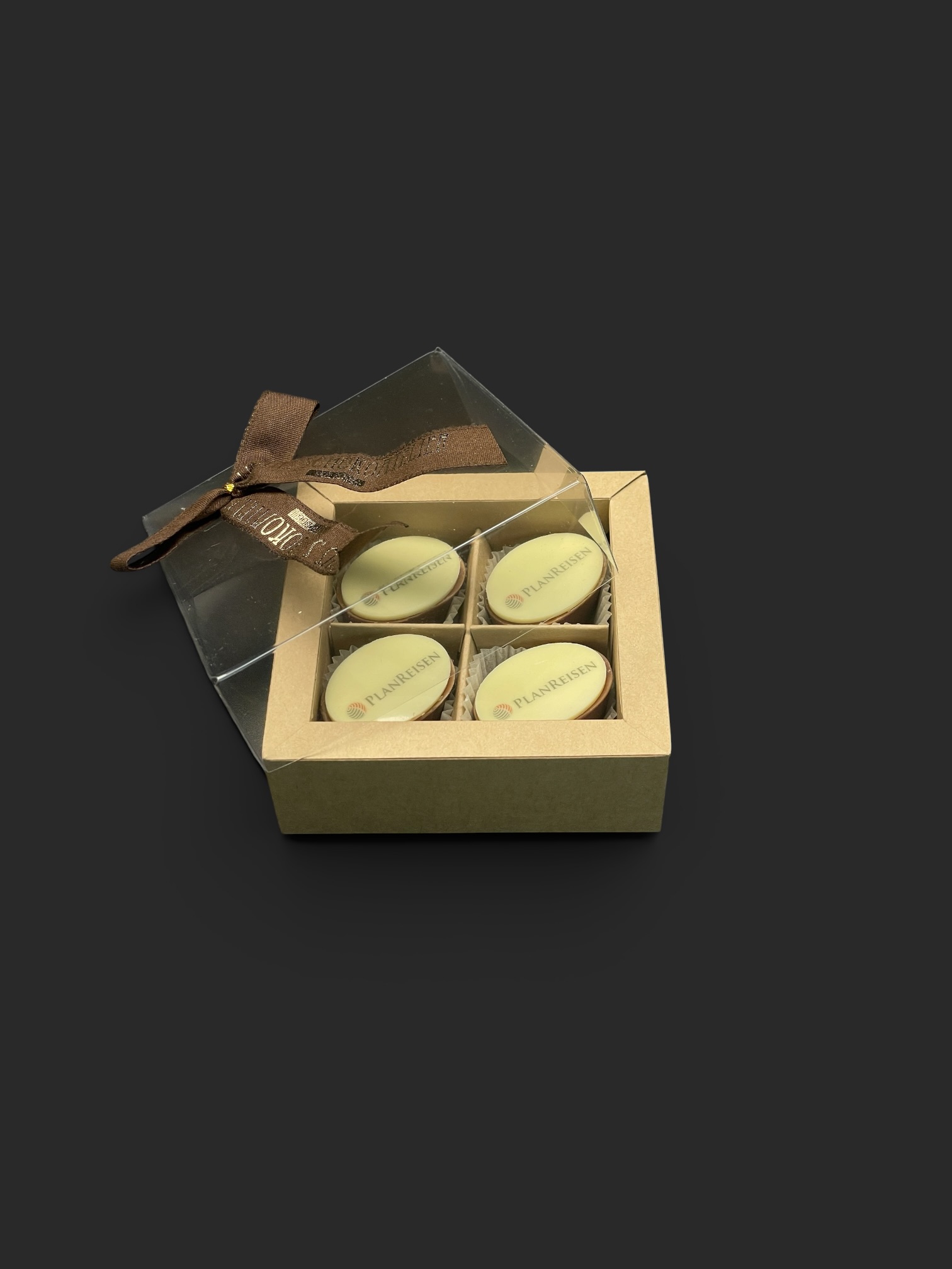 Geschenkschachtel mit 4 (Logo-) Pralinen (mind. 10 Schachteln) – Bild 5