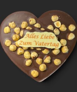 Schoko-Herz mit Beschriftung und Haselnüsse "zum Vatertag", 150g