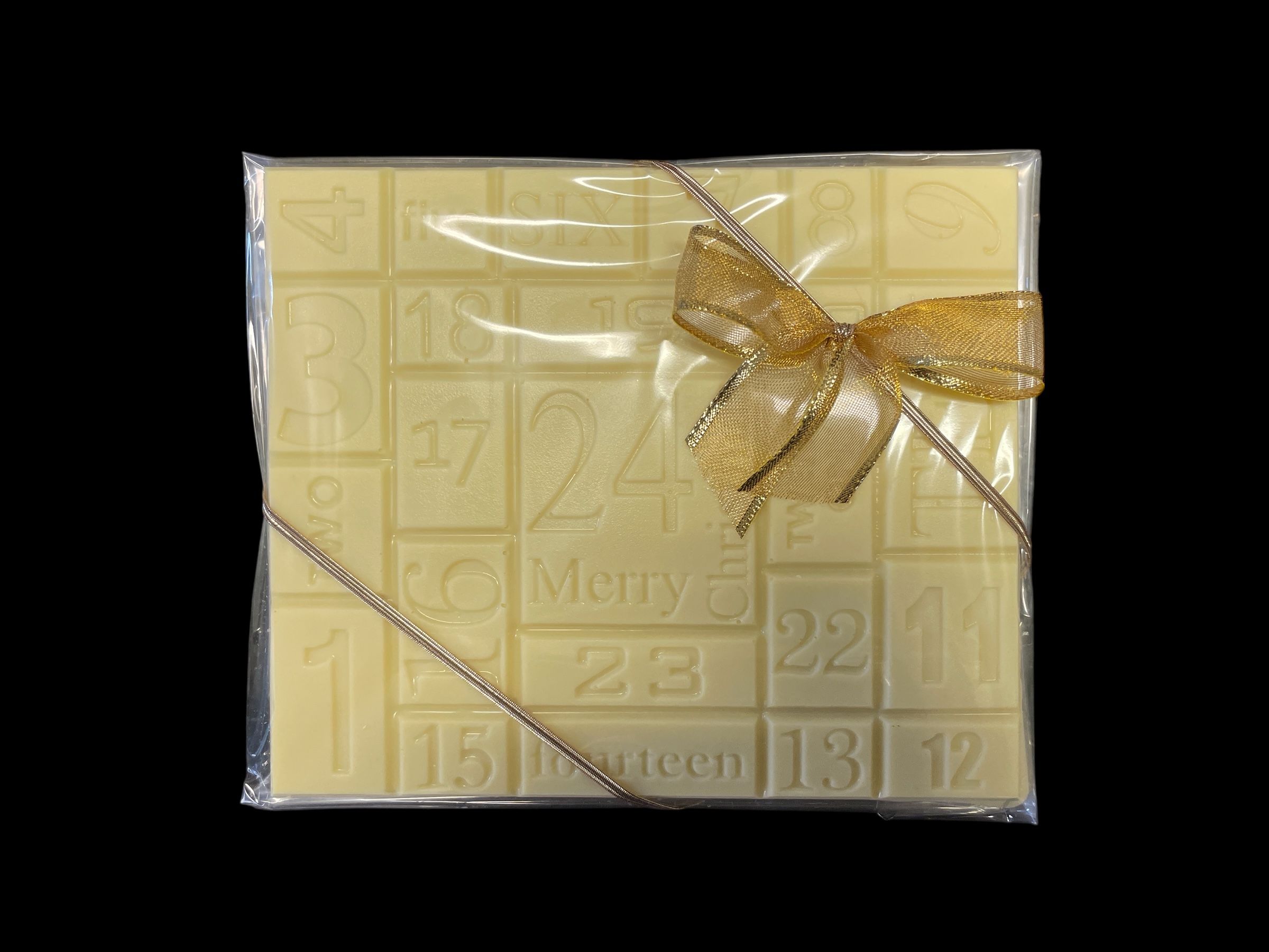 Adventskalender aus weißer Schokolade