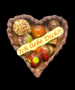 Schoko-Herz mit Beschriftung, mittelgroß (gefüllt mit 8 Pralinen)