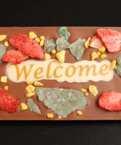 SMS-Tafel "Welcome" aus Costa Rica-Schokolade (40% Kakaoanteil)