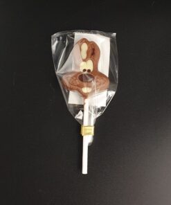 Hasen-Lutscher aus Vollmilch-Schokolade, verpackt