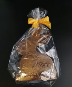 Hasenförmige Tafel aus Zartbitter-Schokolade mit Schriftzug 