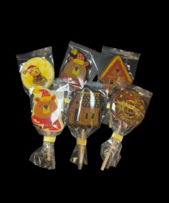 Schokoladenlutscher mit weihnachtlichem Motiv