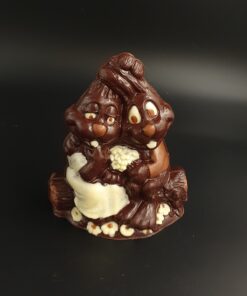 Nur vor Ort erhältlich! Hasen-Paar auf Stamm aus Zartbitter-Schokolade (65% Kakaoanteil) 140g Vegan